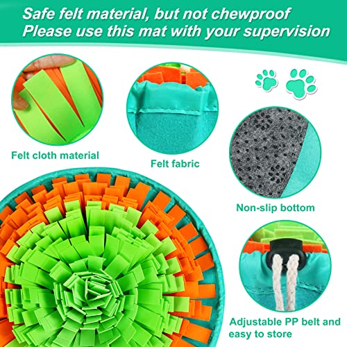 Vivifying Dog Snuffle Mat – Interactive Enrichment Toy for Slow Eating, Mental Stimulation & Stress Relief (Green & Orange, 17x17 Inches)