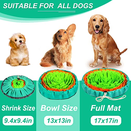Vivifying Dog Snuffle Mat – Interactive Enrichment Toy for Slow Eating, Mental Stimulation & Stress Relief (Green & Orange, 17x17 Inches)