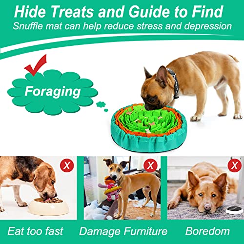 Vivifying Dog Snuffle Mat – Interactive Enrichment Toy for Slow Eating, Mental Stimulation & Stress Relief (Green & Orange, 17x17 Inches)