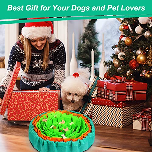 Vivifying Dog Snuffle Mat – Interactive Enrichment Toy for Slow Eating, Mental Stimulation & Stress Relief (Green & Orange, 17x17 Inches)