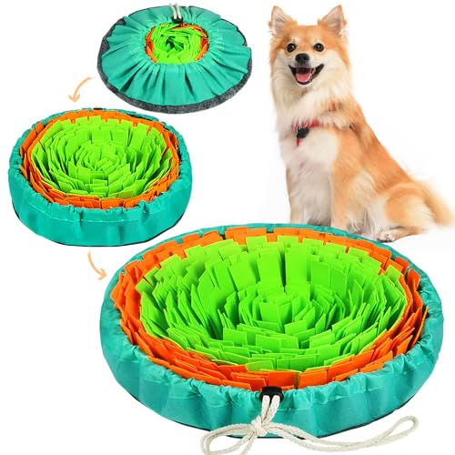 Vivifying Dog Snuffle Mat – Interactive Enrichment Toy for Slow Eating, Mental Stimulation & Stress Relief (Green & Orange, 17x17 Inches)