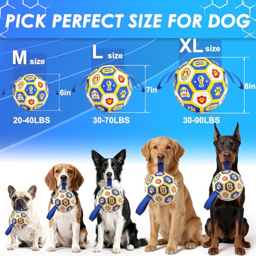 Vivifying Dog World Cup Soccer Ball Toy – 8 Inch Floatable Interactive Dog Toy for Large Breeds, Durable PU with Nylon Straps for Fetch and Training