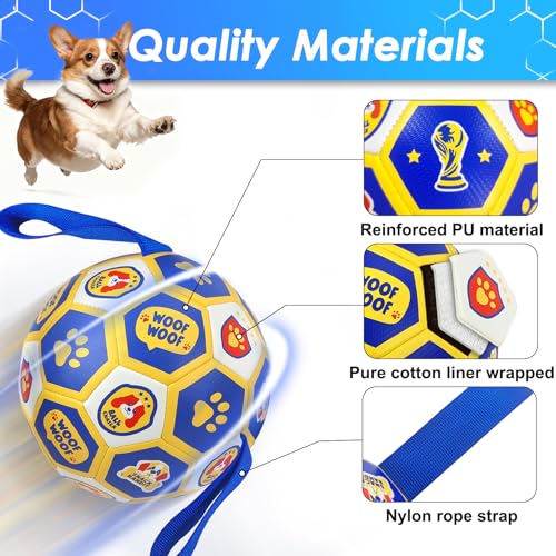 Vivifying Dog World Cup Soccer Ball Toy – 8 Inch Floatable Interactive Dog Toy for Large Breeds, Durable PU with Nylon Straps for Fetch and Training