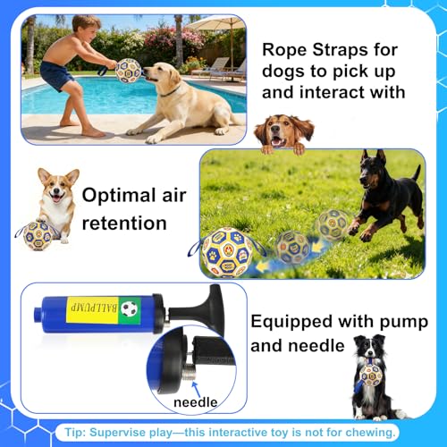 Vivifying Dog World Cup Soccer Ball Toy – 8 Inch Floatable Interactive Dog Toy for Large Breeds, Durable PU with Nylon Straps for Fetch and Training