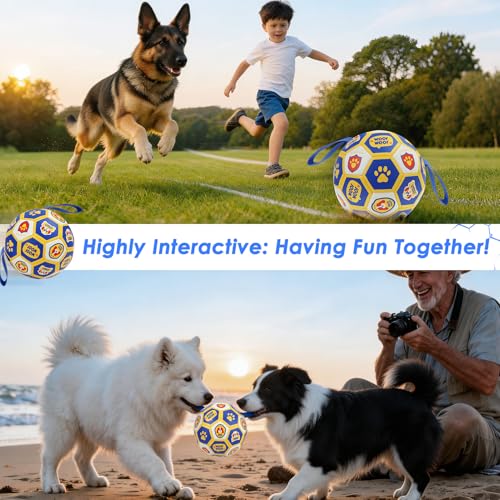 Vivifying Dog World Cup Soccer Ball Toy – 8 Inch Floatable Interactive Dog Toy for Large Breeds, Durable PU with Nylon Straps for Fetch and Training