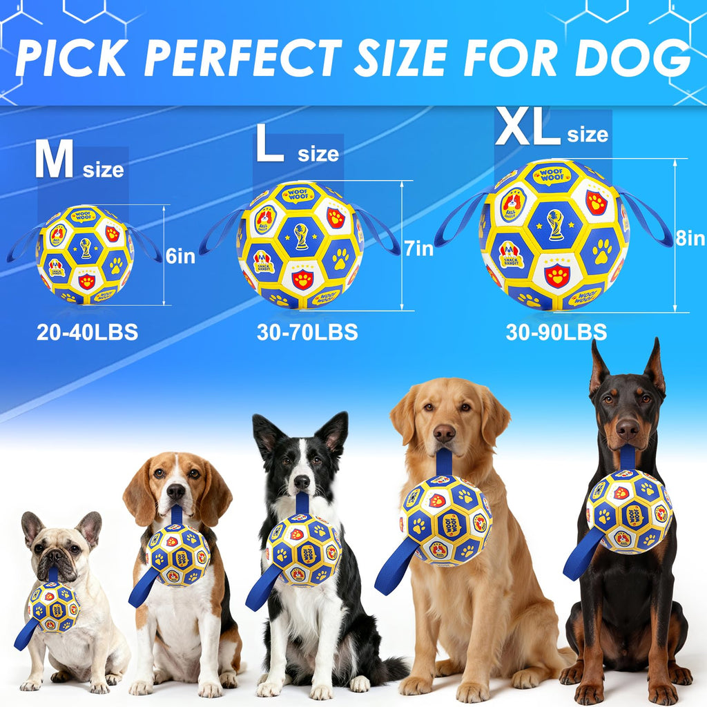 Vivifying Dog World Cup Soccer Ball Toy – 8 Inch Floatable Interactive Dog Toy for Large Breeds, Durable PU with Nylon Straps for Fetch and Training