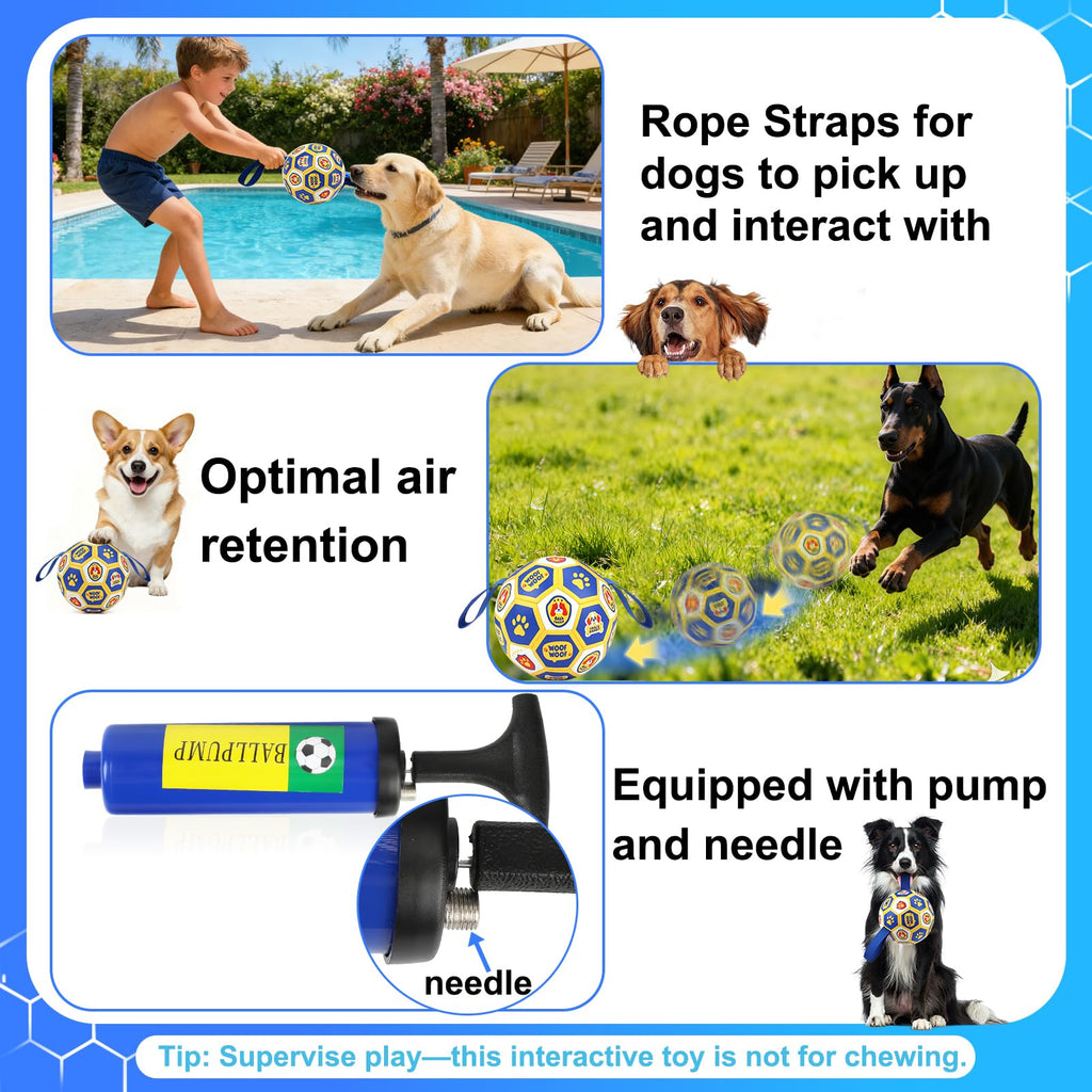 Vivifying Dog World Cup Soccer Ball Toy – 8 Inch Floatable Interactive Dog Toy for Large Breeds, Durable PU with Nylon Straps for Fetch and Training