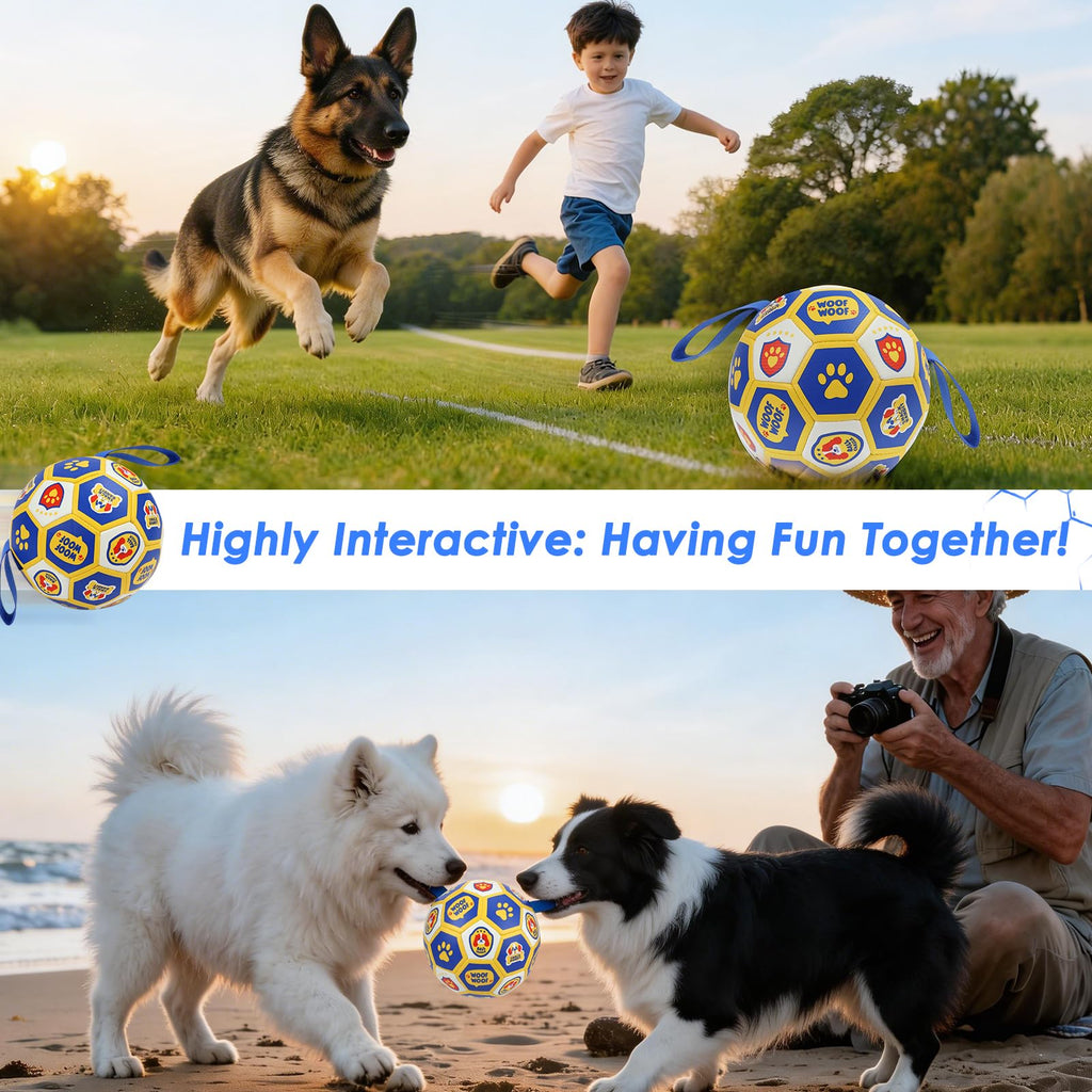 Vivifying Dog World Cup Soccer Ball Toy – 8 Inch Floatable Interactive Dog Toy for Large Breeds, Durable PU with Nylon Straps for Fetch and Training