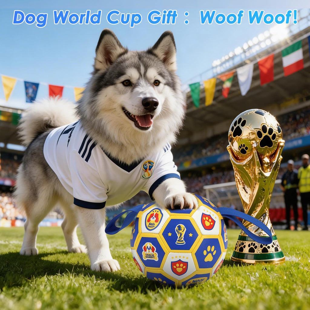 Vivifying Dog World Cup Soccer Ball Toy – 8 Inch Floatable Interactive Dog Toy for Large Breeds, Durable PU with Nylon Straps for Fetch and Training