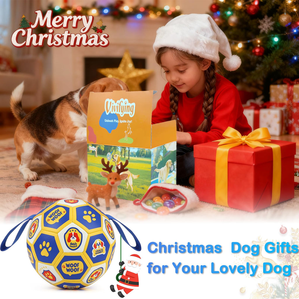 Vivifying Dog World Cup Soccer Ball Toy – 8 Inch Floatable Interactive Dog Toy for Large Breeds, Durable PU with Nylon Straps for Fetch and Training