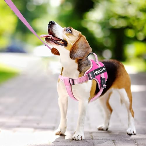 VOOPET Emotional Support Dog Harness - Reflective No-Pull Service Vest for Small Dogs, Pink
