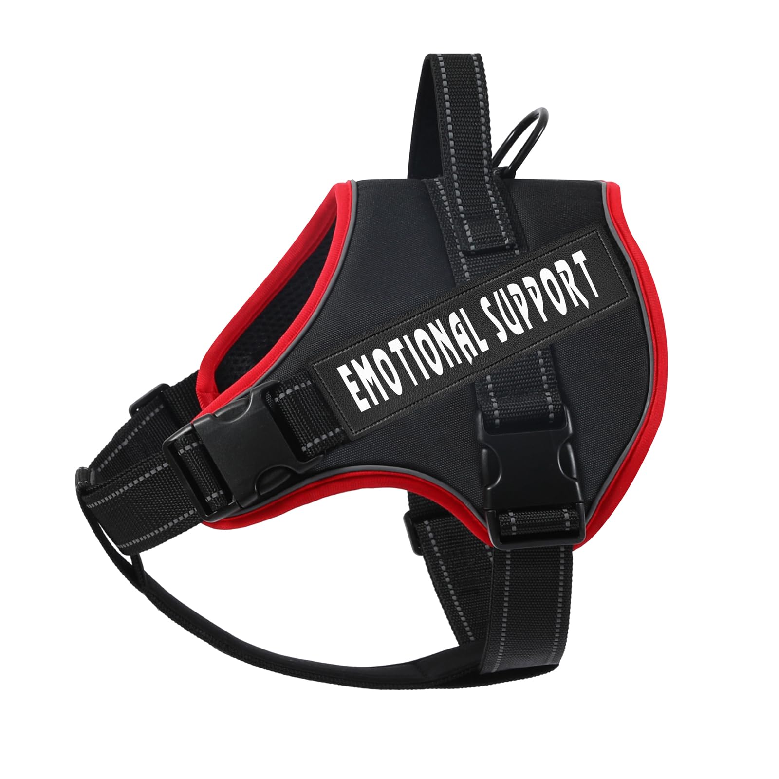 VOOPET Emotional Support Dog Harness, No-Pull Reflective Vest for Small Dogs (Red/Black, 14.3-33 lbs)