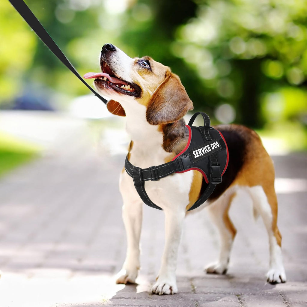 VOOPET Emotional Support Dog Harness, No-Pull Reflective Vest for Small Dogs (Red/Black, 14.3-33 lbs)