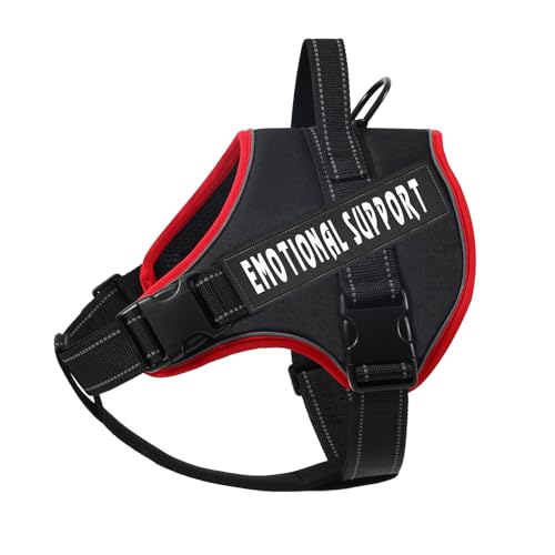 VOOPET Emotional Support Dog Harness, No-Pull Reflective Vest for Small Dogs (Red/Black, 14.3-33 lbs)