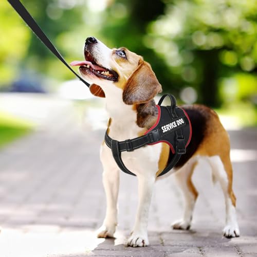 VOOPET Emotional Support Dog Harness, No-Pull Reflective Vest for Small Dogs (Red/Black, 14.3-33 lbs)