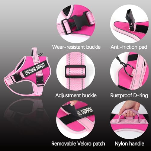 VOOPET Emotional Support Dog Harness XS - No Pull, Reflective, Breathable Oxford Vest for Small Dogs 8.8-15.4 lbs