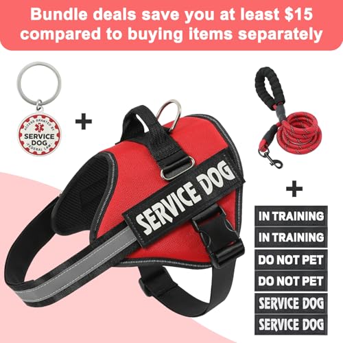 VOOPET Service Dog Vest Harness Kit – No Pull, Reflective, with Patches & Leash for Small to Large Dogs