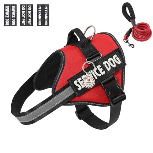 VOOPET Service Dog Vest Harness Kit – No Pull, Reflective, with Patches & Leash for Small to Large Dogs
