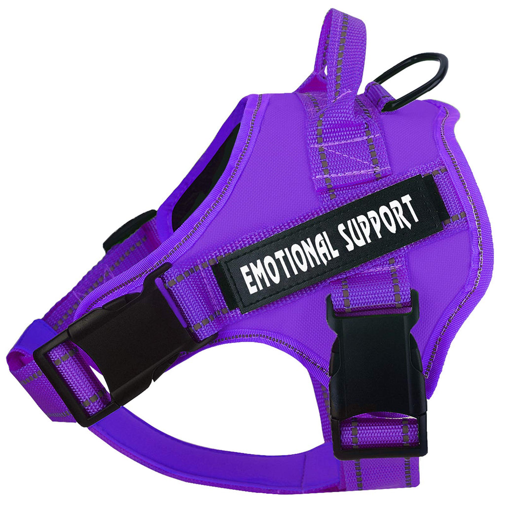 VOOPET Small Purple Service Dog Harness – No-Pull, Reflective, Adjustable with 4 Removable Patches
