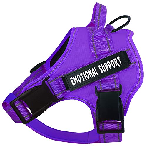 VOOPET Small Purple Service Dog Harness – No-Pull, Reflective, Adjustable with 4 Removable Patches