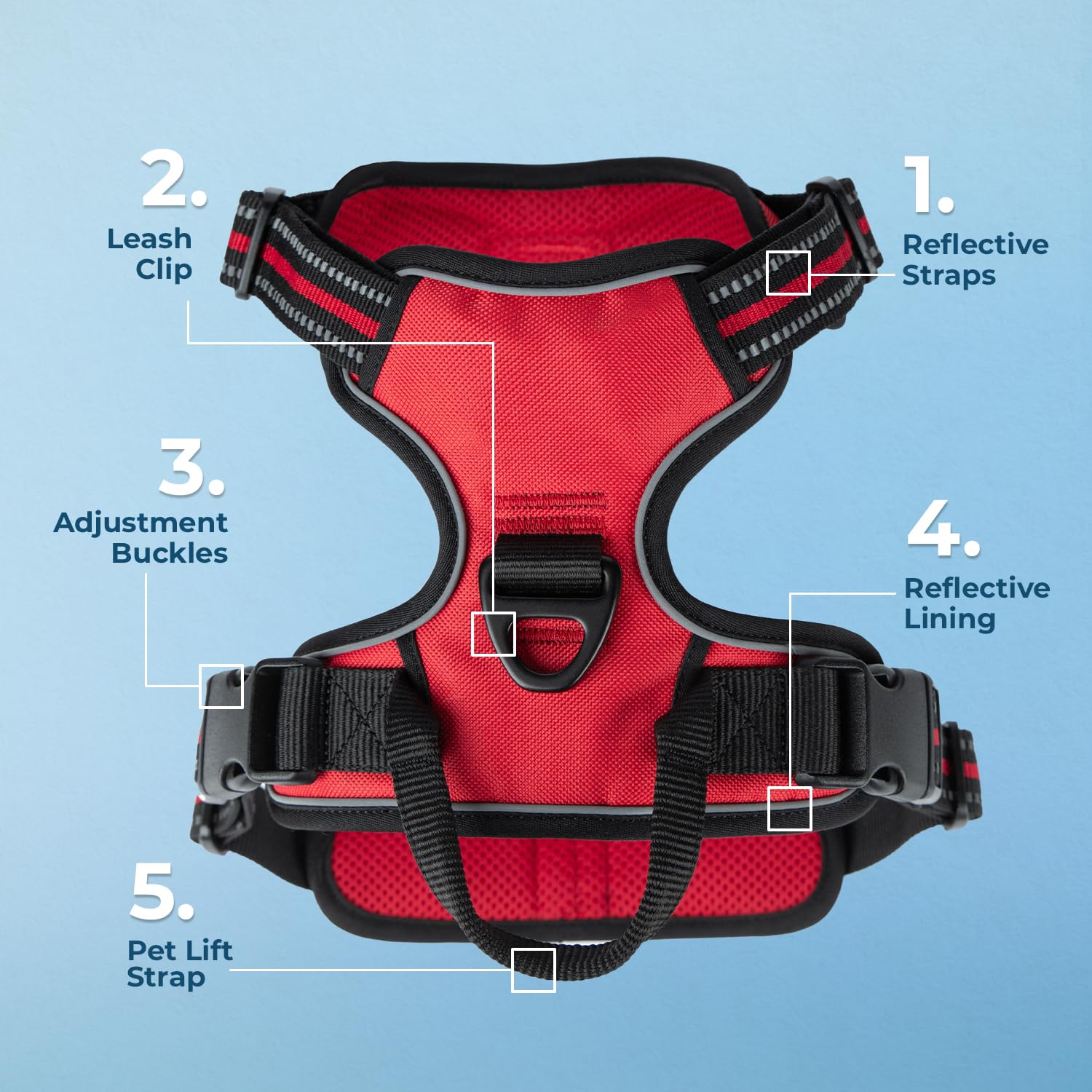 Voyager Dog Harness XS – No-Pull, Reflective, Dual Leash Attachment for Dogs 13-16" Chest – Red Lattice Nylon