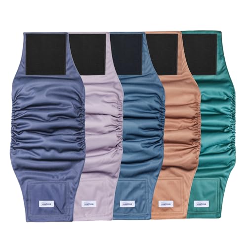 VUNCESSIN Reusable Male Dog Diapers (Medium, Pack of 5) - Washable Belly Bands for Incontinence & House Training