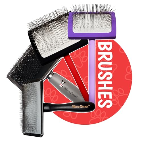 Warren London Long Pin Slicker Brush – Gentle Detangling for Dogs with Thick Coats