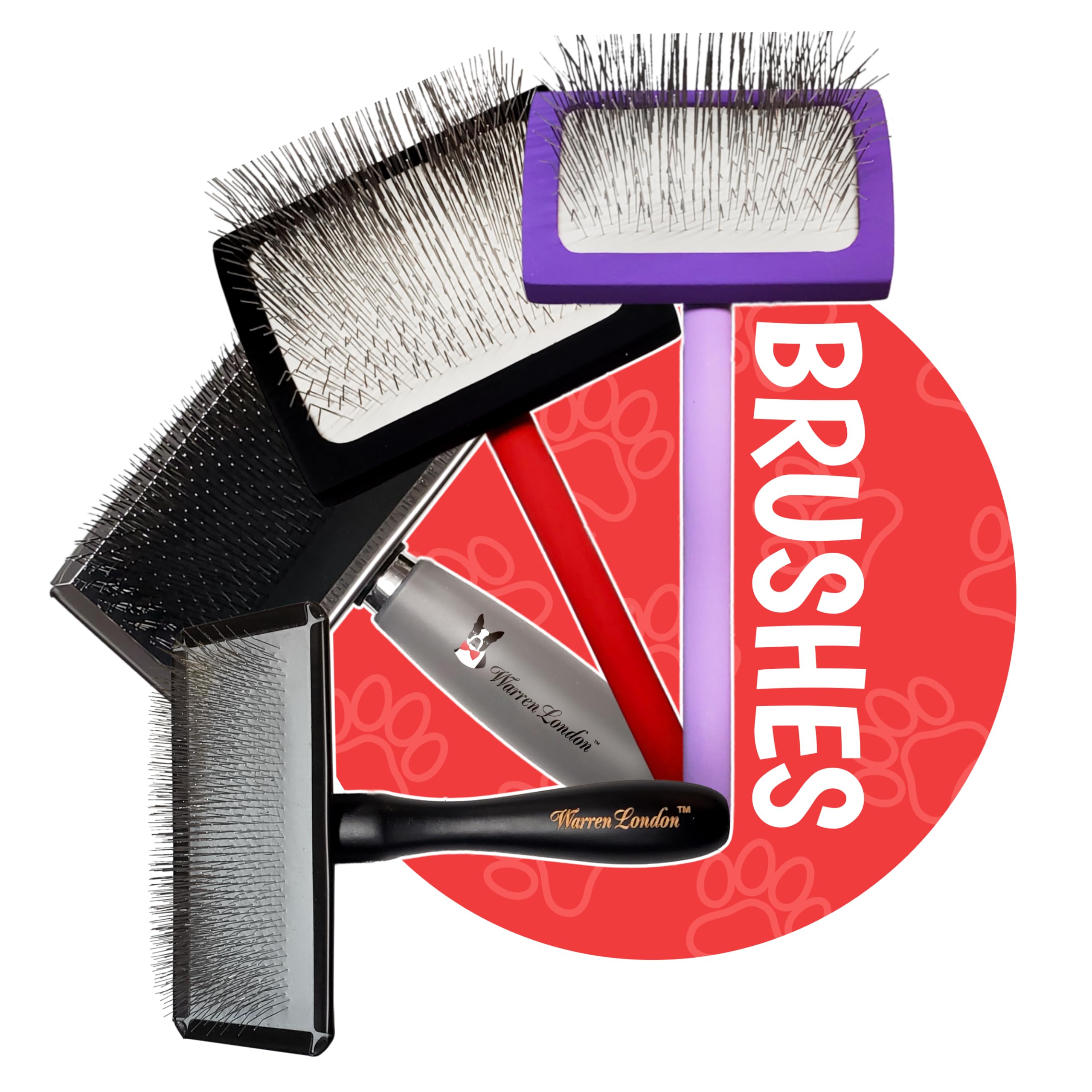 Warren London Long Pin Slicker Brush – Gentle Detangling for Dogs with Thick Coats