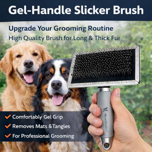 Warren London Long Pin Slicker Brush – Gentle Detangling for Dogs with Thick Coats