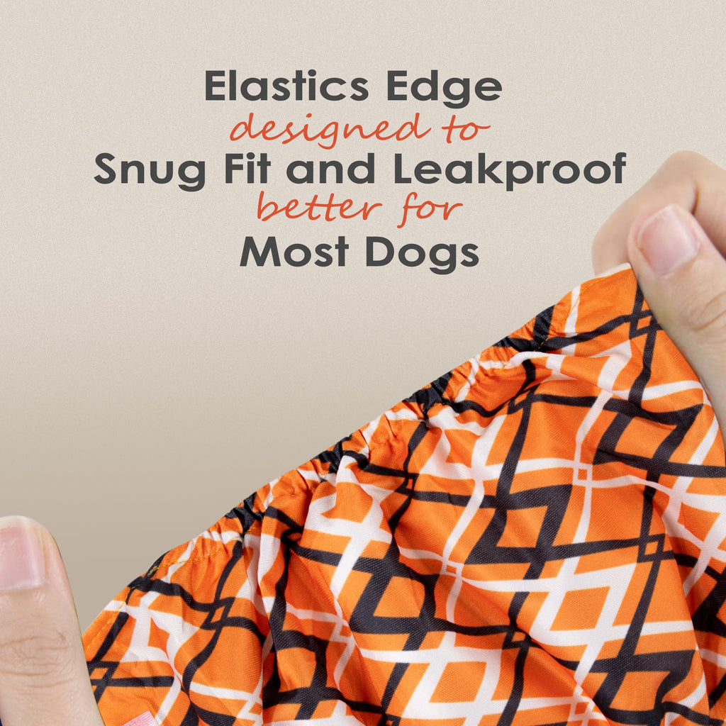 Washable Male Dog Belly Bands (Pack of 3) – Large, Yellow Geometric – Reusable Diaper Wrap by wegreeco