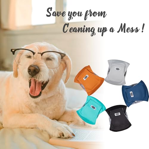 Washable Reusable Male Dog Diapers – High Absorbency Belly Bands for Dogs (5 Pack, Medium, Solid Colors)