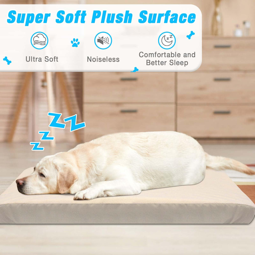 Waterproof Dog Bed Cover Replacement 2 Pack - Washable Noiseless Pet Bed Sheet 30x20 Beige