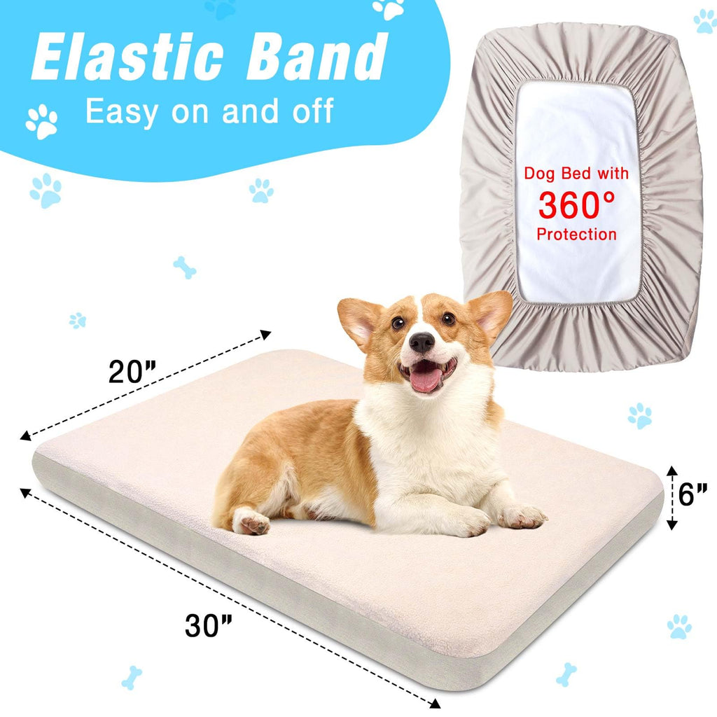 Waterproof Dog Bed Cover Replacement 2 Pack - Washable Noiseless Pet Bed Sheet 30x20 Beige