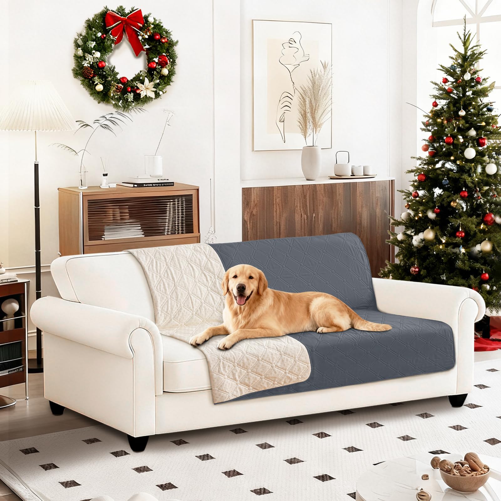 Waterproof Dog Blanket 52x82 Inch Dark Grey – Non-Slip Couch Cover for Sofa, Car, and Crate