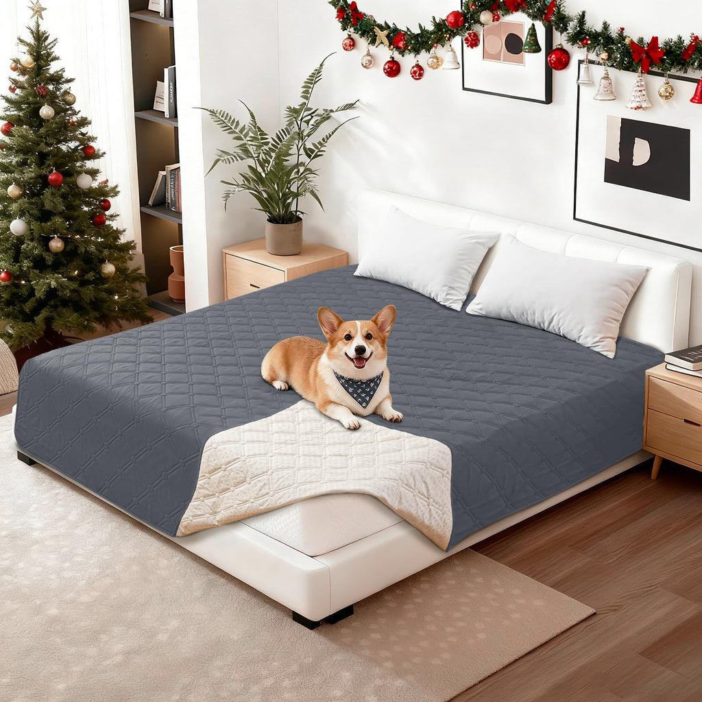 Waterproof Dog Blanket 52x82 Inch Dark Grey – Non-Slip Couch Cover for Sofa, Car, and Crate