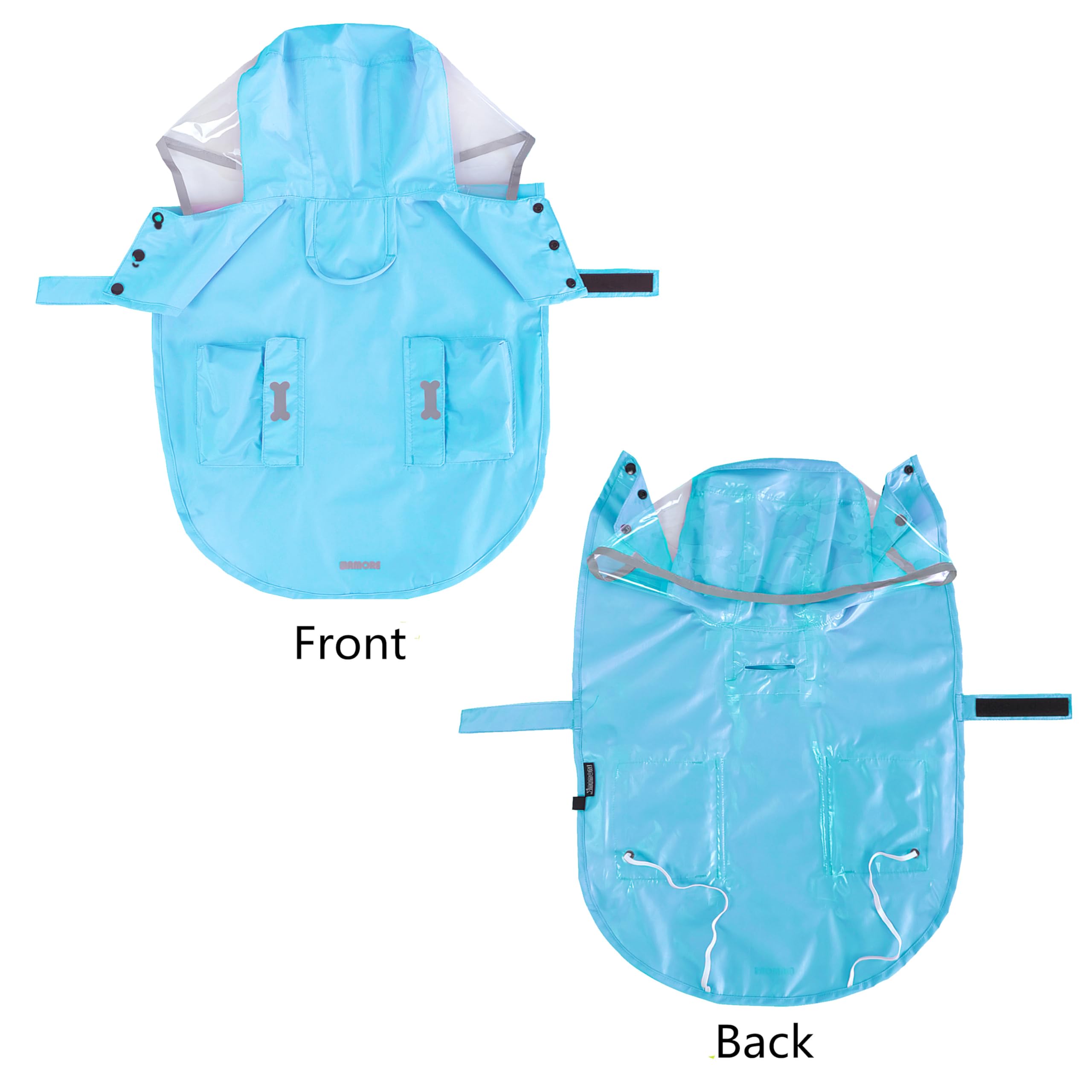 Waterproof Dog Rain Poncho with Hood & Reflective Stripes – MAMORE Adjustable Raincoat for Small Dogs (Blue, Size Small)