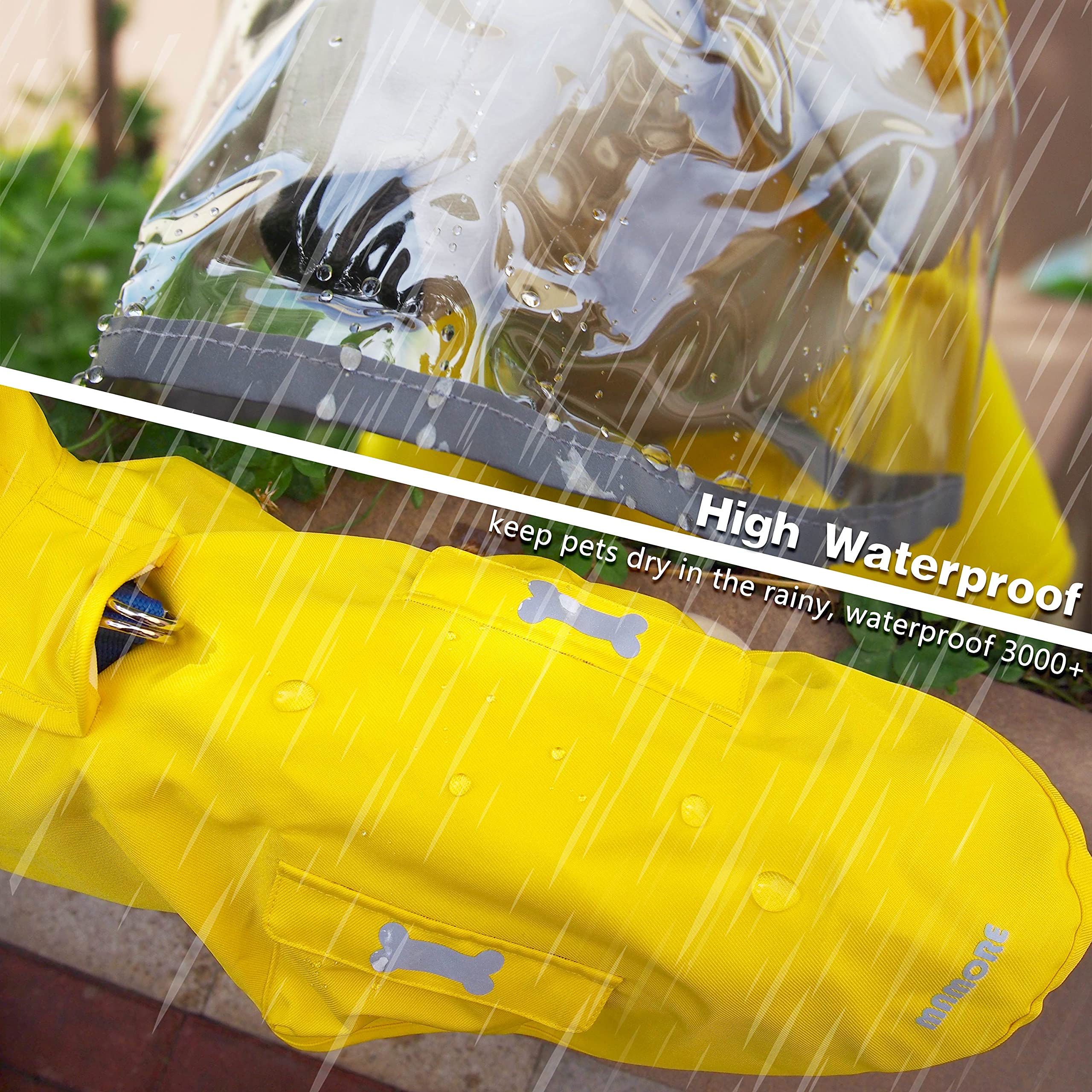 Waterproof Dog Rain Poncho with Hood & Reflective Stripes – MAMORE Adjustable Raincoat for Small Dogs (Blue, Size Small)