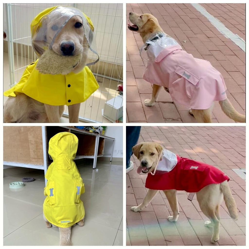 Waterproof Dog Rain Poncho with Hood & Reflective Stripes – MAMORE Adjustable Raincoat for Small Dogs (Blue, Size Small)