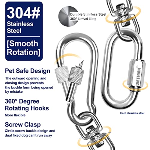 WATFOON 40ft Dog Tie Out Cable - Heavy Duty Steel Wire Tether for Dogs Up to 130 lbs - Blue
