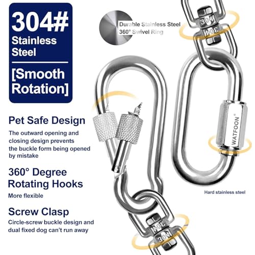WATFOON Heavy Duty Tie Out Cable for Dogs Up to 300 lbs - 25 ft Orange, 1000 lbs Break Strength
