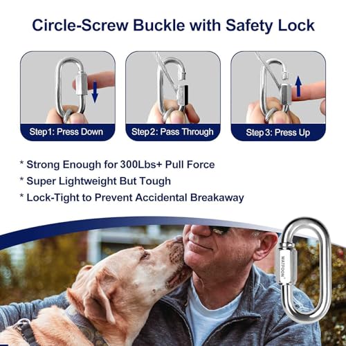 WATFOON Heavy Duty Tie Out Cable for Dogs Up to 300 lbs - 25 ft Orange, 1000 lbs Break Strength