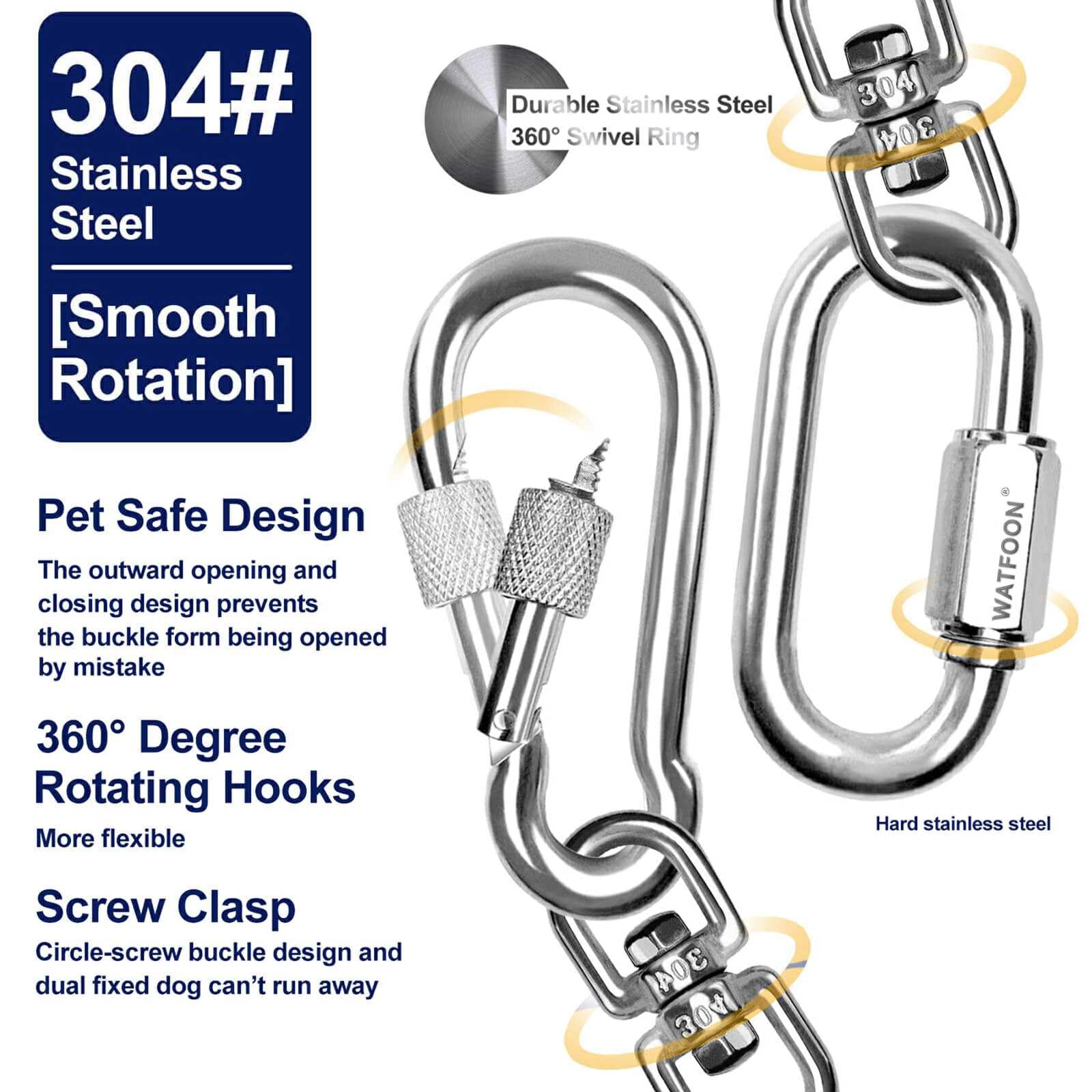 WATFOON Heavy Duty Tie Out Cable for Dogs Up to 300 lbs - 25 ft Orange, 1000 lbs Break Strength