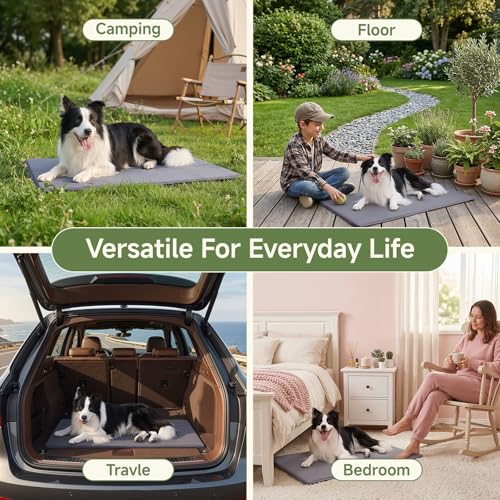 WAYIMPRESS Reversible Waterproof Outdoor Dog Crate Pad 35x22 Inch - Dark Gray, High-Density Foam, Wipeable Kennel Mat for Medium Large Dogs