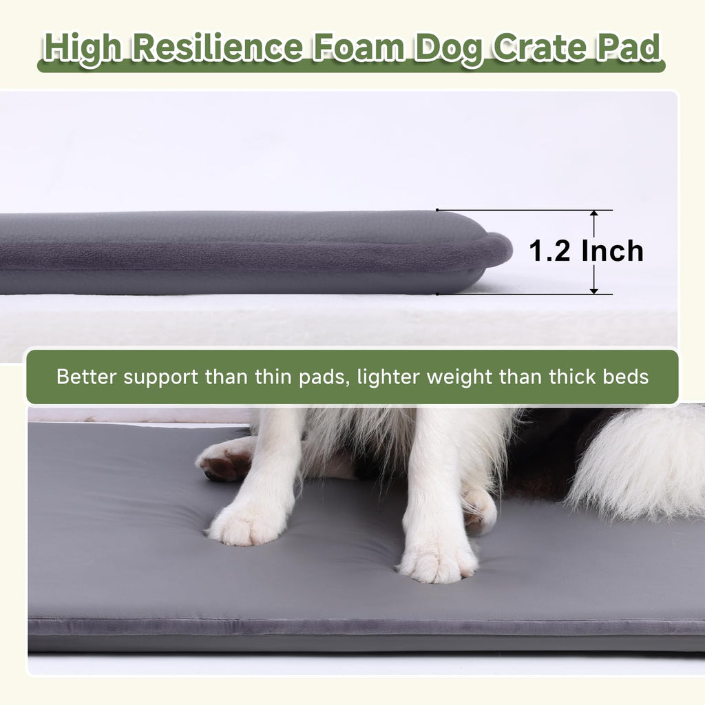 WAYIMPRESS Reversible Waterproof Outdoor Dog Crate Pad 35x22 Inch - Dark Gray, High-Density Foam, Wipeable Kennel Mat for Medium Large Dogs
