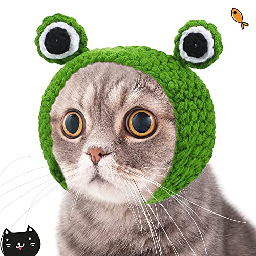 Weewooday 5-Piece Pet Hat Set: Cat & Small Dog Costume Hats (Bunny, Frog, Lion, Sunflower, Banana)