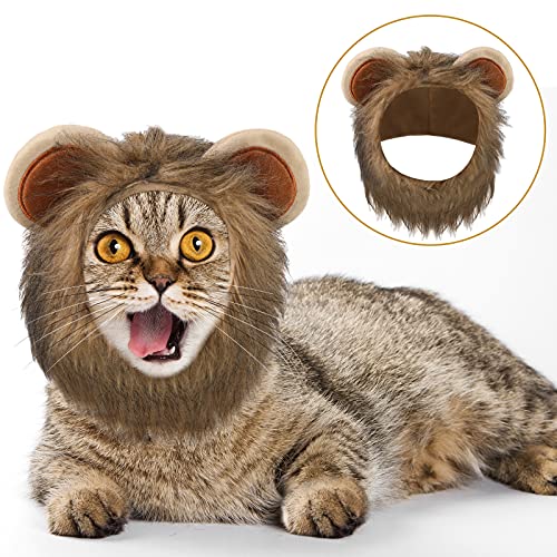 Weewooday 5-Piece Pet Hat Set: Cat & Small Dog Costume Hats (Bunny, Frog, Lion, Sunflower, Banana)