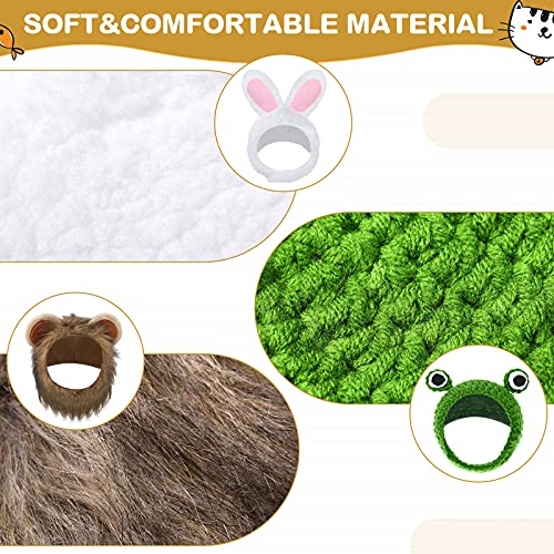 Weewooday 5-Piece Pet Hat Set: Cat & Small Dog Costume Hats (Bunny, Frog, Lion, Sunflower, Banana)
