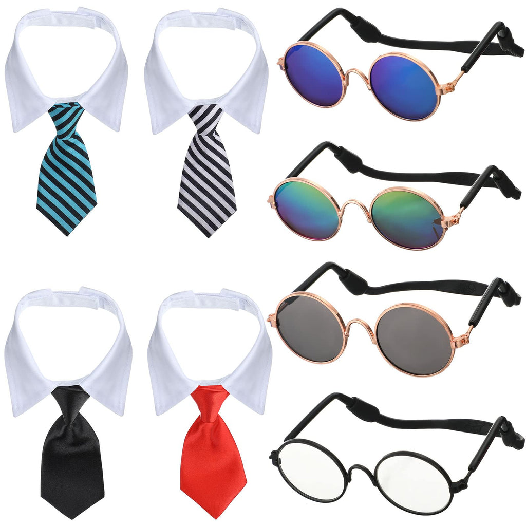 Weewooday 8-Piece Pet Costume Set – Tie Collars and Sunglasses for Small Dogs and Cats