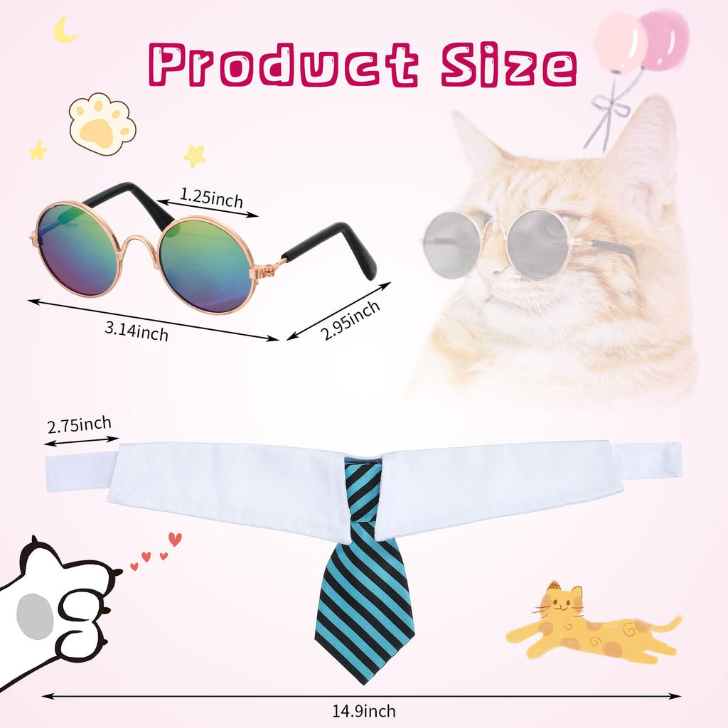 Weewooday 8-Piece Pet Costume Set – Tie Collars and Sunglasses for Small Dogs and Cats