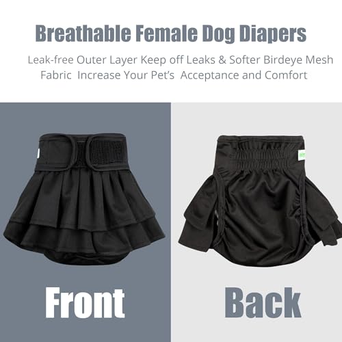 wegreeco Washable Dog Diapers for Female Dogs (3 Pack) – Medium, Black